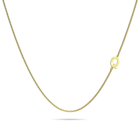 Bold Alphabet Letter Initial Charm Necklace in Gold Tone